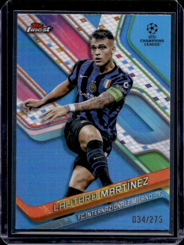 Lautaro Martinez 2024 Topps Finest UEFA Club Competitions #35 Sky Blue Refractor /275 RAW