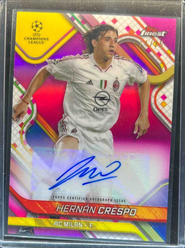 Hernan Crespo 2024 Topps Finest UEFA Club Competitions #BA-HC Base Autographs - Magenta Refractor /75 RAW
