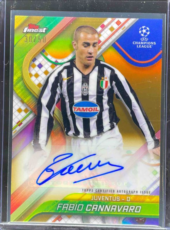 Fabio Cannavaro 2024 Topps Finest UEFA Club Competitions #BA-FA Base Autographs - Gold Refractor /50 RAW