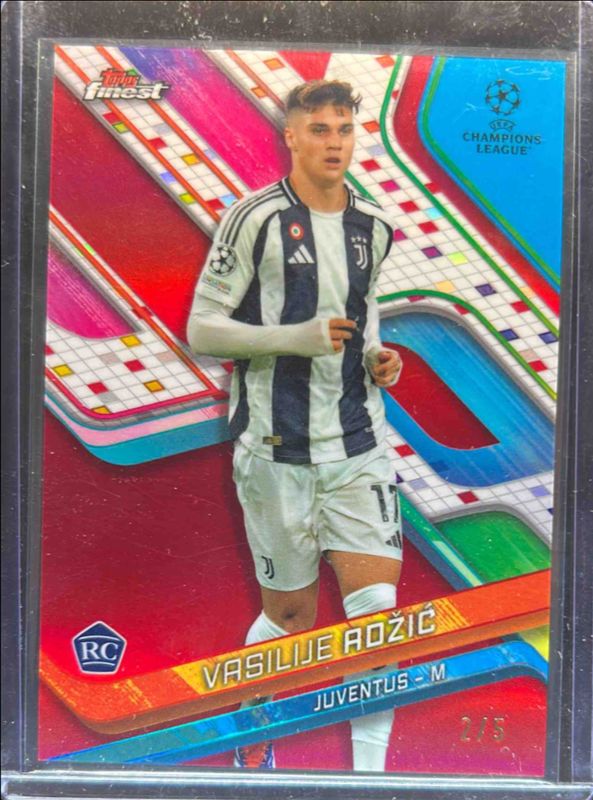 2024 Topps Finest UEFA Club Competitions #160 Extended Base RC Variation - Red Refractor /5