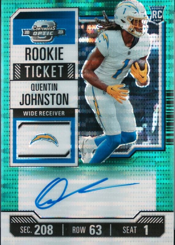 Quentin Johnston 2023 Contenders Optic #128 Rookie Ticket Auto