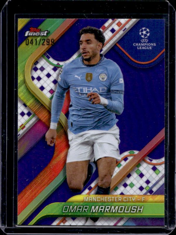 Omar Marmoush 2024 Topps Finest UEFA Club Competitions #108 Purple Refractor /299 RAW