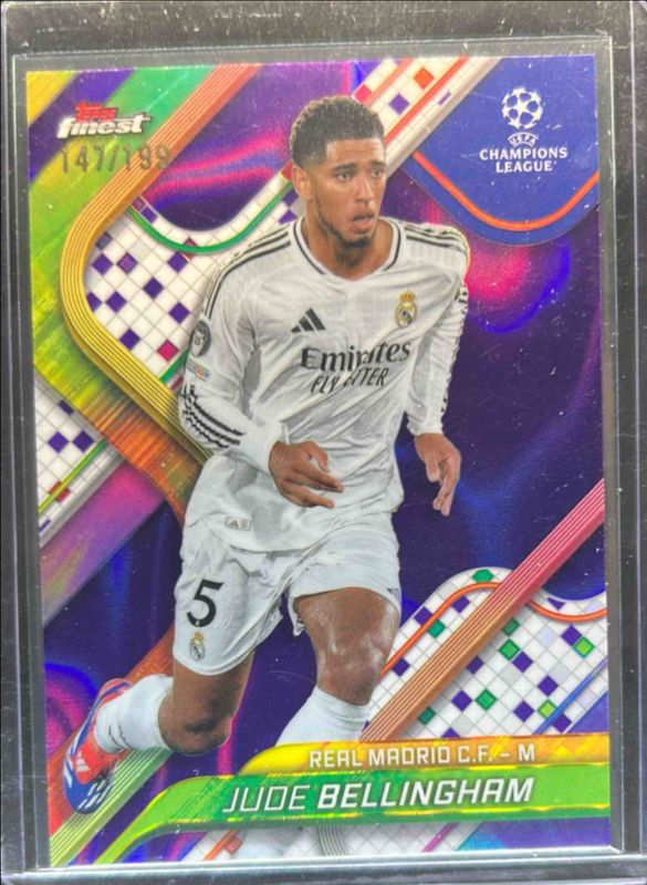 Jude Bellingham 2024 Topps Finest UEFA Club Competitions #5 Purple Lava Refractor /199 RAW