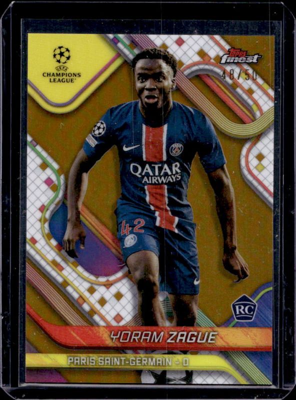 Yoram Zague 2024 Topps Finest UEFA Club Competitions #12 Gold Refractor /50 RAW