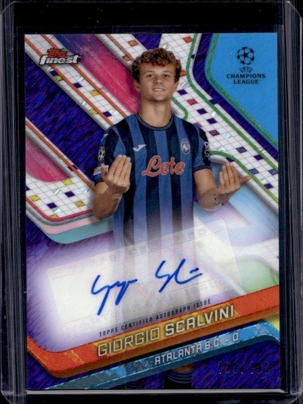 Giorgio Scalvini 2024 Topps Finest UEFA Club Competitions #BA-SI Base Autographs - Purple Shimmer Refractor /199 RAW