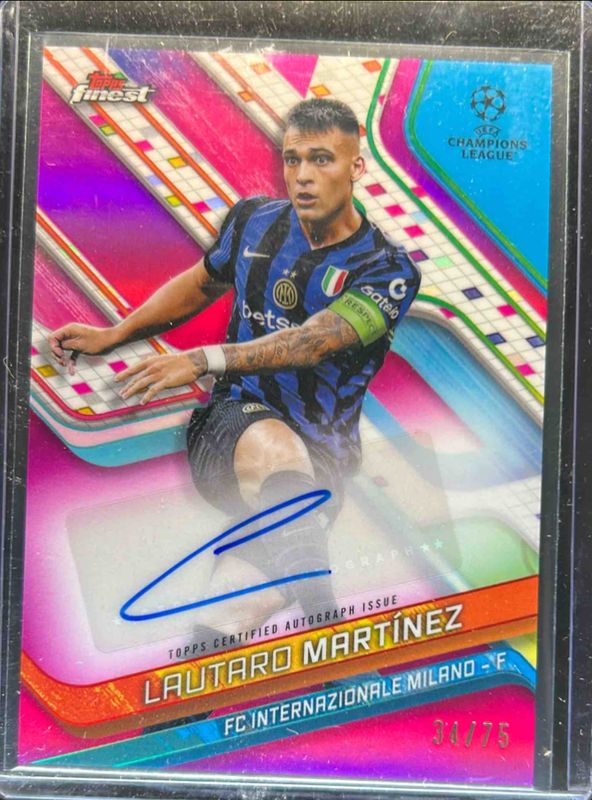Lautaro Martinez 2024 Topps Finest UEFA Club Competitions #BA-LA Base Autographs - Magenta Refractor /75 RAW