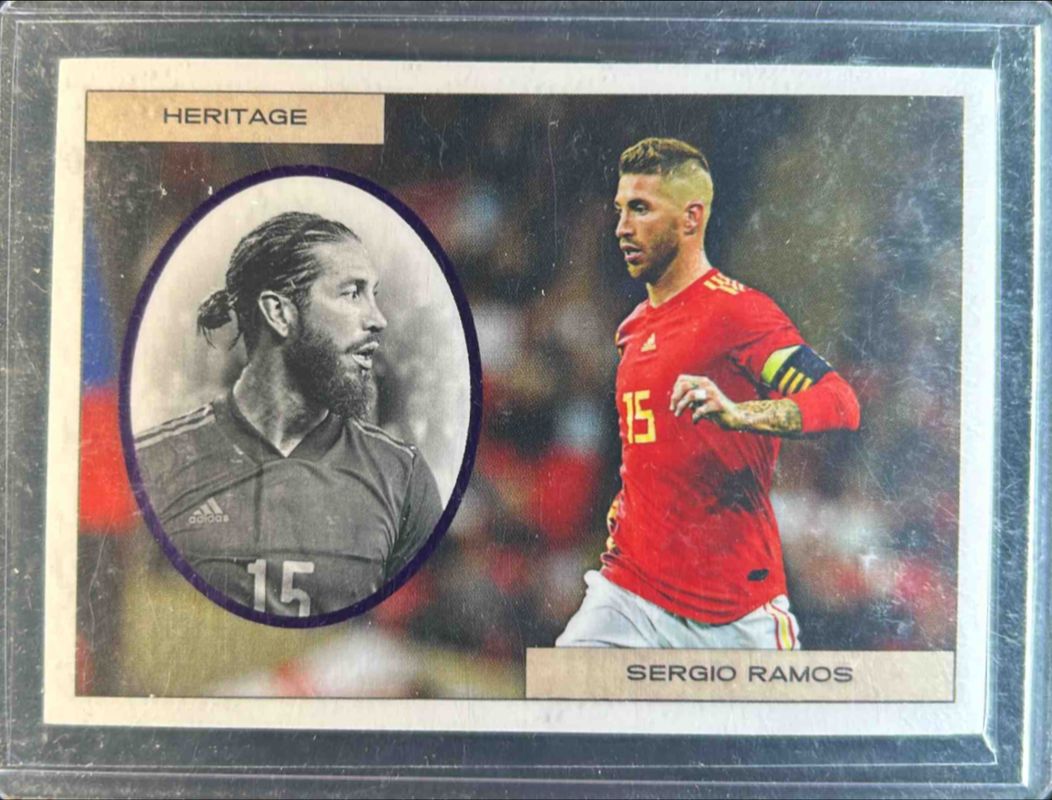 Sergio Ramos 2023 Futera Unique World Football #HG115 Heritage - Amethyst /29 RAW