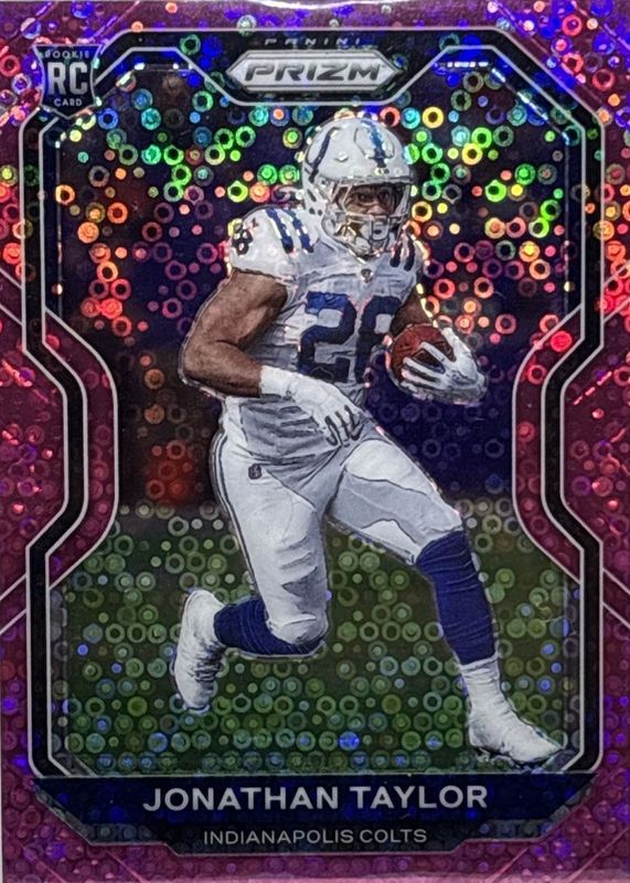 Jonathan Taylor 2020 Prizm #332 No Huddle Pink /15 Rookie RAW