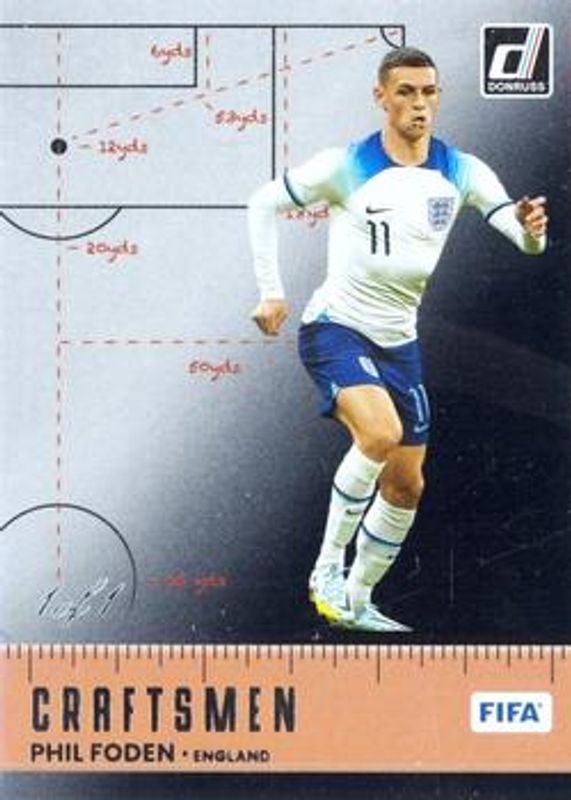 Phil Foden 2022 Donruss #7 Craftsmen - Black /1 RAW