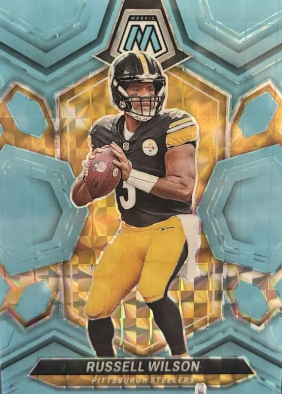 Russell Wilson 2024 Mosaic #183 Blue Fluorescent /15 RAW