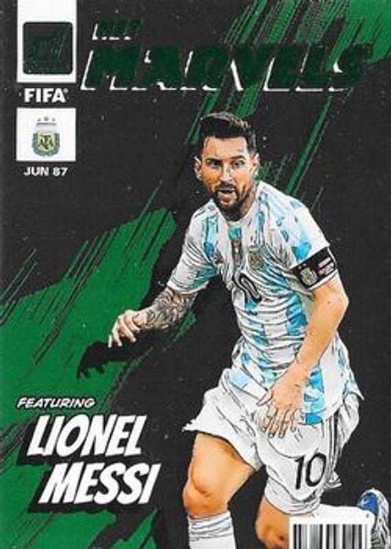 Lionel Messi 2022 Donruss #2 Net Marvels - Green RAW