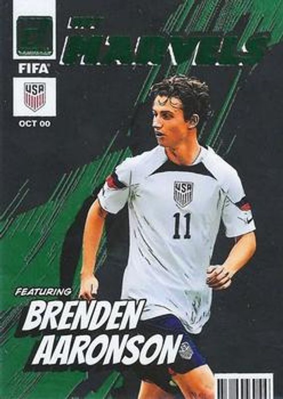 Brenden Aaronson 2022 Donruss #25 Net Marvels - Green RAW
