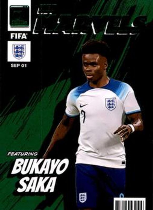 Bukayo Saka 2022 Donruss #6 Net Marvels - Green RAW