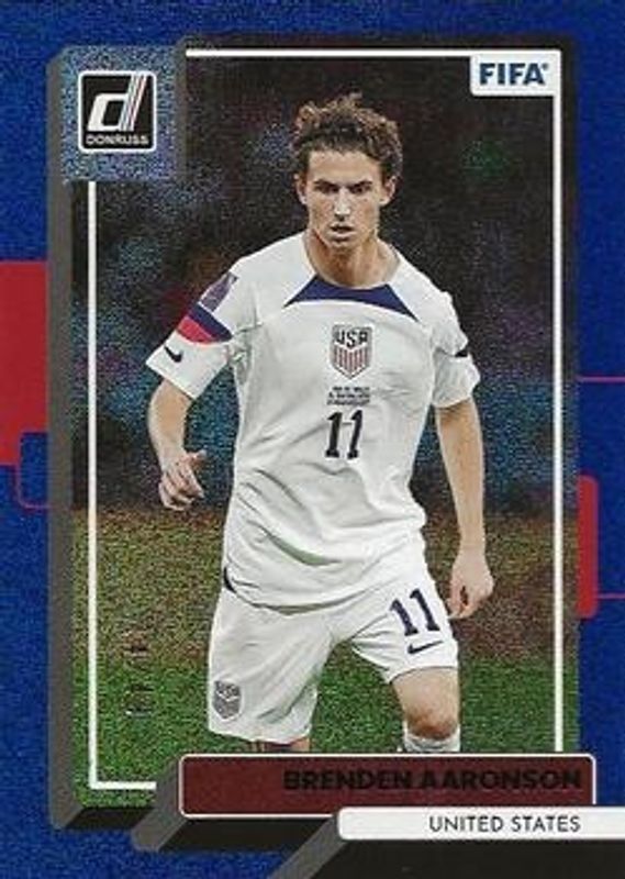 Brenden Aaronson 2022 Donruss #168 Blue /49 RAW