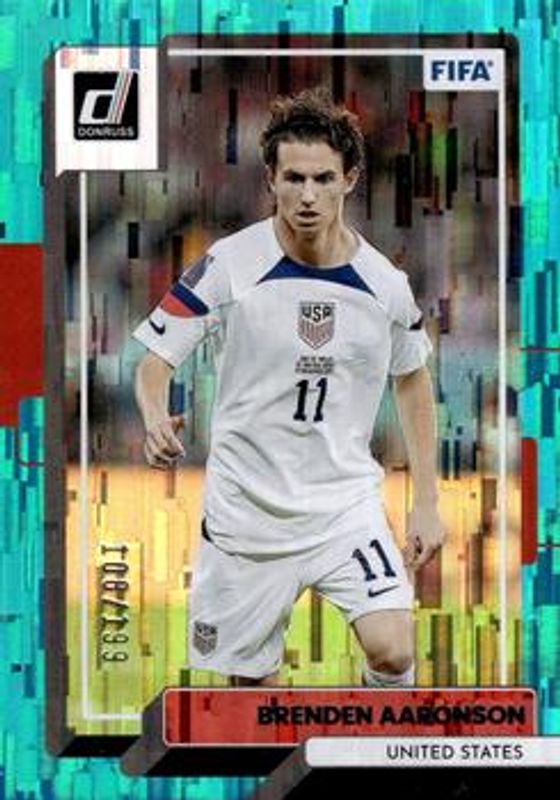 Brenden Aaronson 2022 Donruss #168 Teal /199 RAW