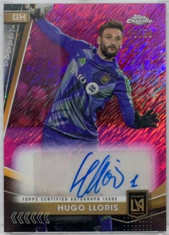 Hugo Lloris 2024 Topps Chrome MLS #CA-HL Chrome Autographs - Pink Shimmer Refractor /50 RAW