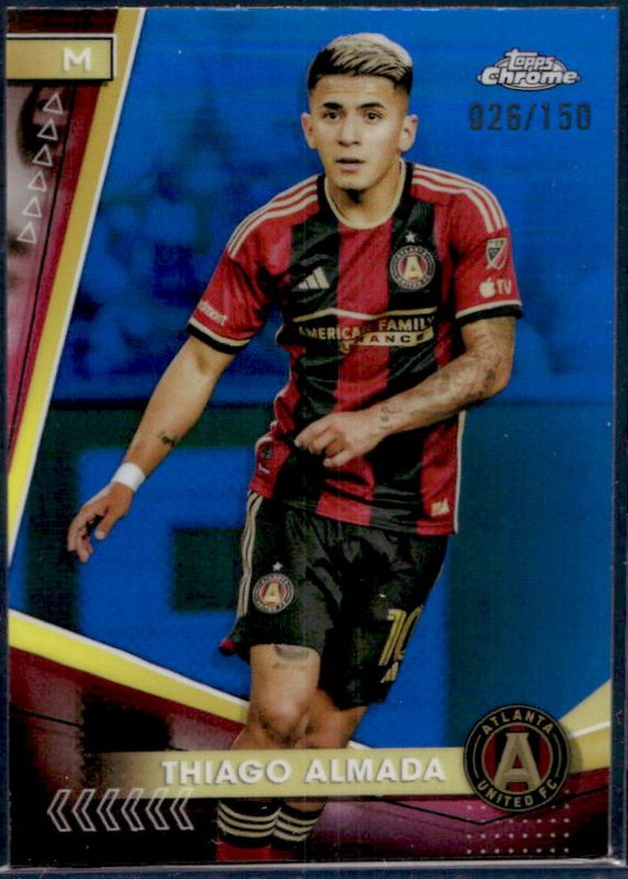 Thiago Almada 2024 Topps Chrome MLS #2 Blue Refractor /150 RAW