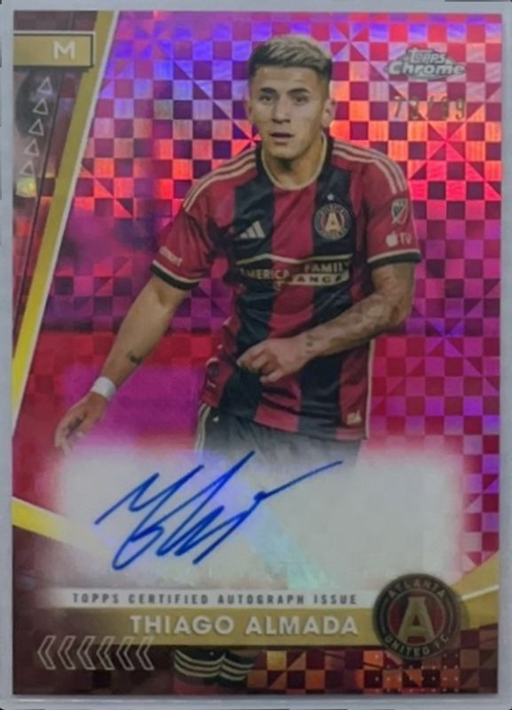 Thiago Almada 2024 Topps Chrome MLS #CA-TA Chrome Autographs - Pink X Fractor /99 RAW