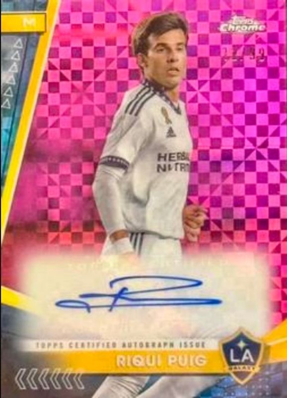 Riqui Puig 2024 Topps Chrome MLS #CA-RP Chrome Autographs - Pink X Fractor /99 RAW