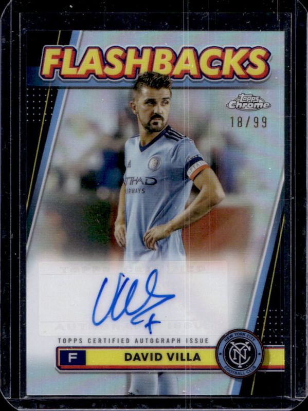David Villa 2024 Topps Chrome MLS #FA-DV MLS Flashbacks Autographs /99 RAW