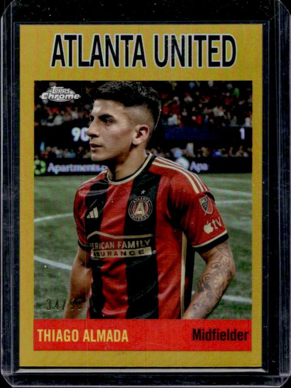 Thiago Almada 2024 Topps Chrome MLS #64T-6 Topps 1964 Football - Gold Refractor /50 RAW