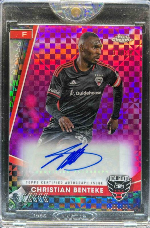 Christian Benteke 2024 Topps Chrome MLS #CA-BE Chrome Autographs - Pink X Fractor /99 RAW
