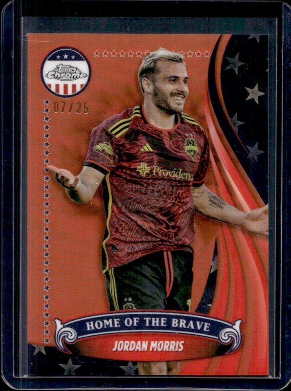 Jordan Morris 2024 Topps Chrome MLS #BR-5 The Brave - Orange Refractor /25 RAW