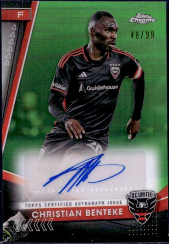 Christian Benteke 2024 Topps Chrome MLS #CA-BE Chrome Autographs - Neon Green Refractor /99 RAW