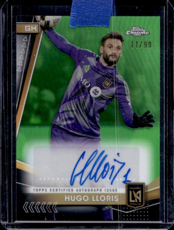 Hugo Lloris 2024 Topps Chrome MLS #CA-HL Chrome Autographs - Neon Green Refractor /99 RAW
