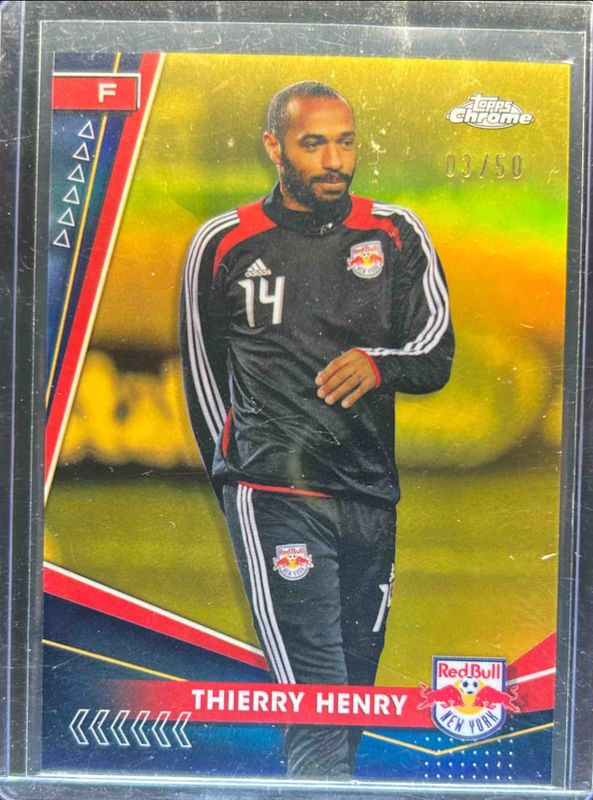 Thierry Henry 2024 Topps Chrome MLS #14b Gold Refractor /50 RAW