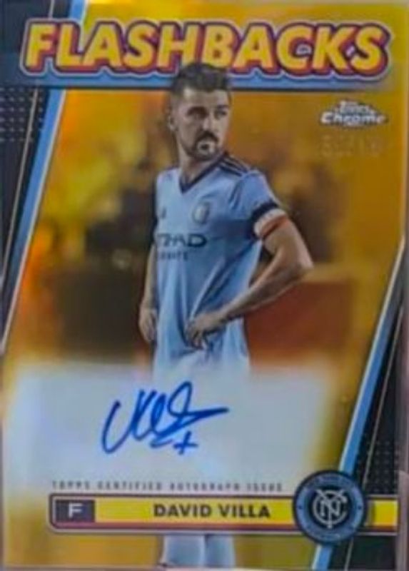 David Villa 2024 Topps Chrome MLS #FA-DV MLS Flashbacks Autographs - Gold Refractor /50 RAW