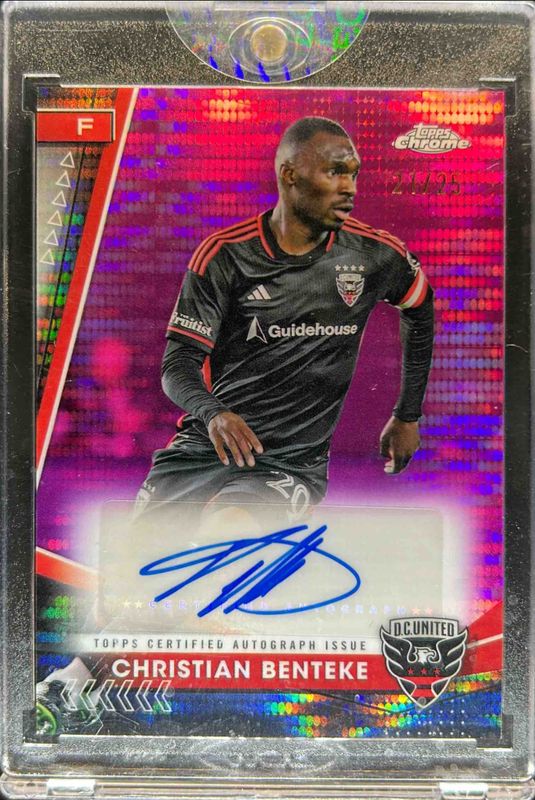 Christian Benteke 2024 Topps Chrome MLS #CA-BE Chrome Autographs - Pink Pulsar Refractor /25 RAW