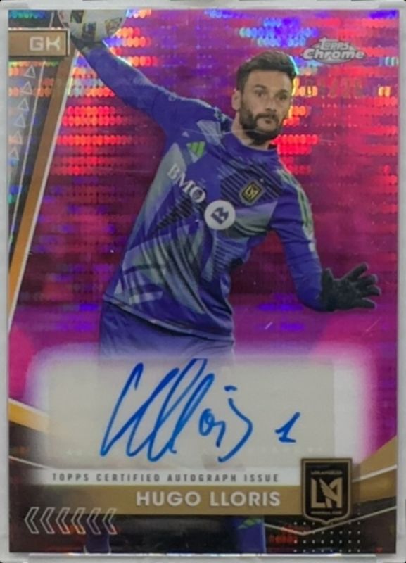 Hugo Lloris 2024 Topps Chrome MLS #CA-HL Chrome Autographs - Pink Pulsar Refractor /25 RAW