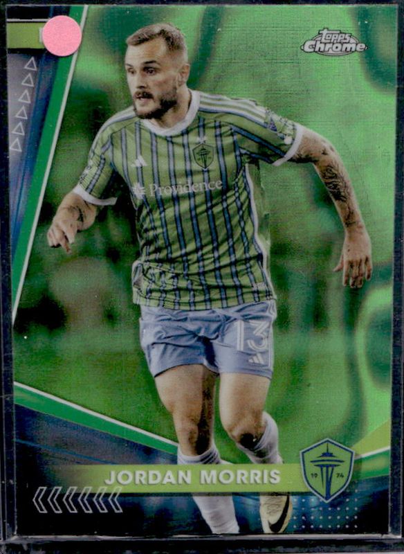 Jordan Morris 2024 Topps Chrome MLS #172 Neon Green Lava Refractor RAW