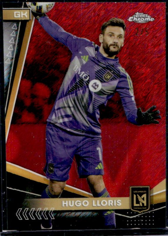 Hugo Lloris 2024 Topps Chrome MLS #151 Red Shimmer Refractor /5 RAW