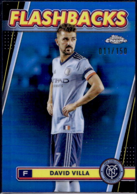 David Villa 2024 Topps Chrome MLS #100 Blue Refractor /150 RAW