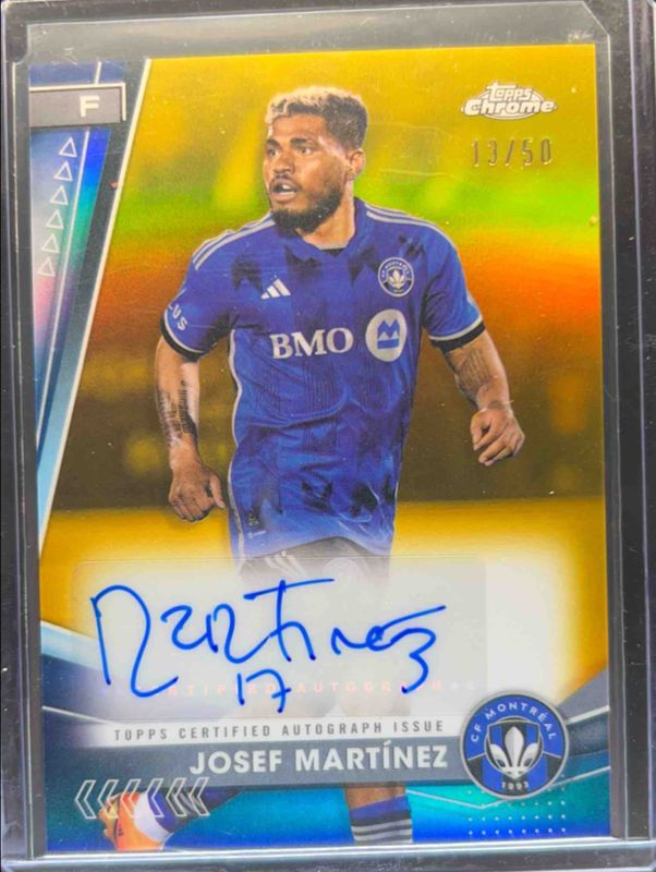 Josef Martinez 2024 Topps Chrome MLS #CA-JM Chrome Autographs - Gold Refractor /50 RAW