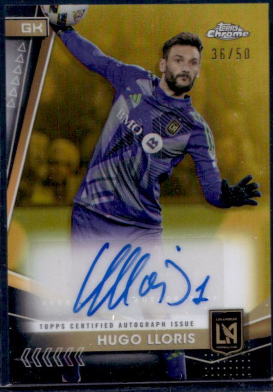 Hugo Lloris 2024 Topps Chrome MLS #CA-HL Chrome Autographs - Gold Refractor /50 RAW