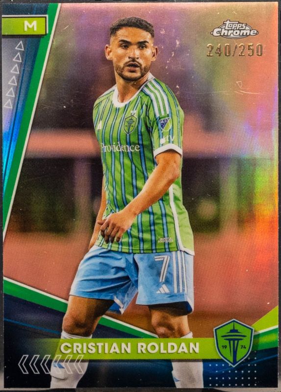 Cristian Roldan 2024 Topps Chrome MLS #124 Rose Gold Refractor /250 RAW