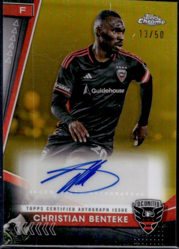Christian Benteke 2024 Topps Chrome MLS #CA-BE Chrome Autographs - Gold Refractor /50 RAW