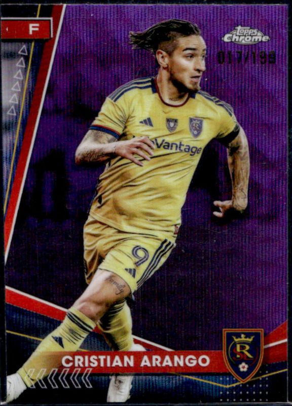 Cristian Arango 2024 Topps Chrome MLS #160 Purple Wave Refractor /199 RAW