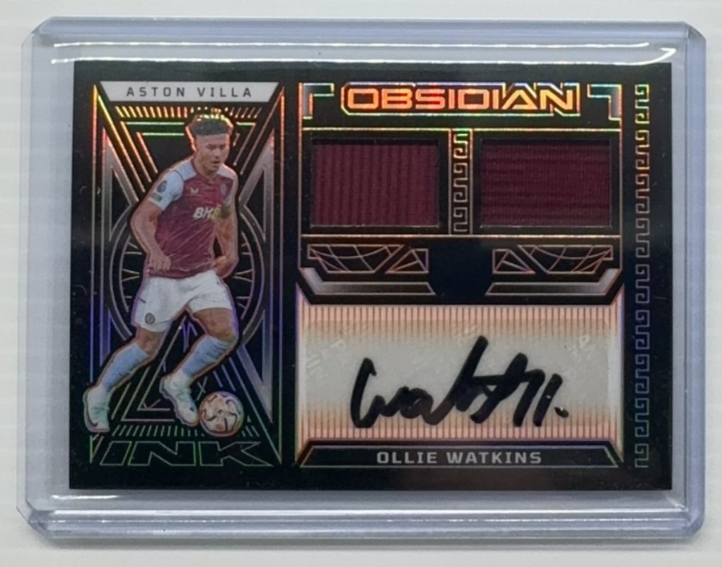 Ollie Watkins 2023 Obsidian #DJ-OW Dual Jersey Ink - Electric Etch Orange /99 RAW