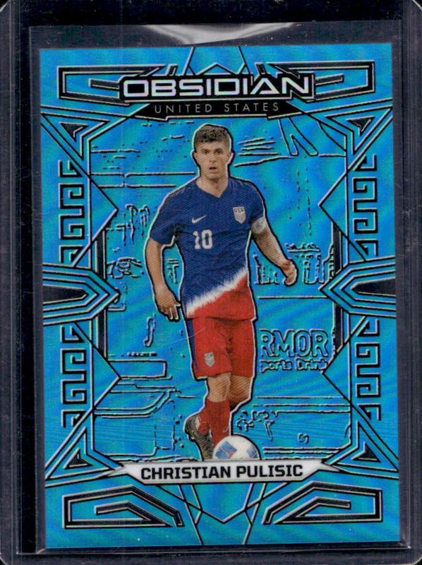 Christian Pulisic 2023 Obsidian #49 Electric Etch Neon Blue Flood /15 RAW