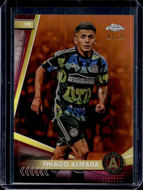 Thiago Almada 2024 Topps Chrome MLS #2 Orange Refractor /25 RAW