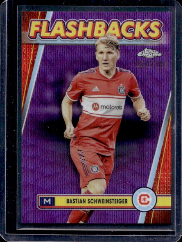 Bastian Schweinsteiger 2024 Topps Chrome MLS #131 Purple Wave Refractor /199 RAW