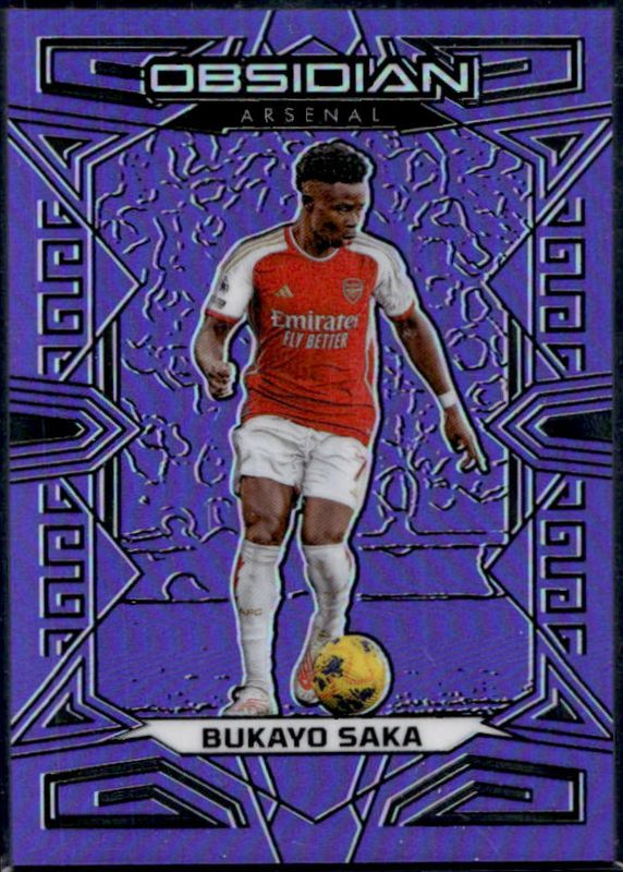 Bukayo Saka 2023 Obsidian #4 Electric Etch Purple Flood /25 RAW