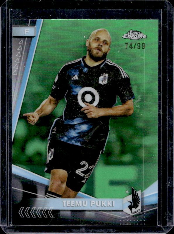 Teemu Pukki 2024 Topps Chrome MLS #64 Neon Green Refractor /99 RAW