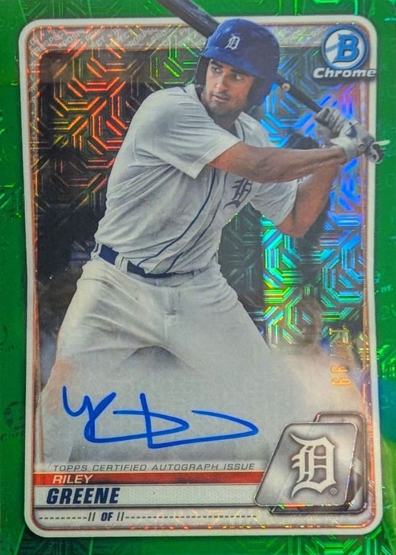 Riley Greene 2020 Bowman Mega Box #BMA-RG Chrome Prospect Auto - Green Mojo Refractor /99 RAW