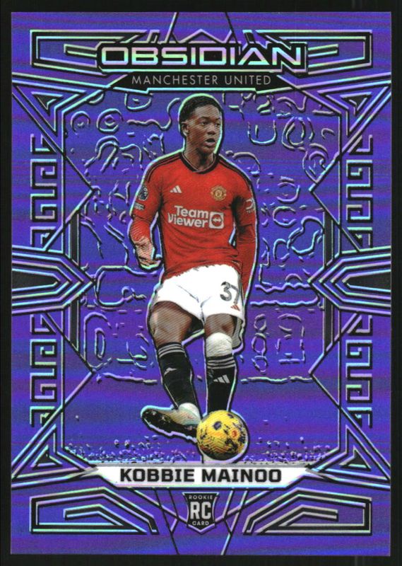 Kobbie Mainoo 2023 Obsidian #89 Electric Etch Purple Flood /25 Rookie RAW