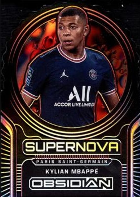 Kylian Mbappe 2021 Obsidian #1 Supernova - Electric Etch Red /20 RAW